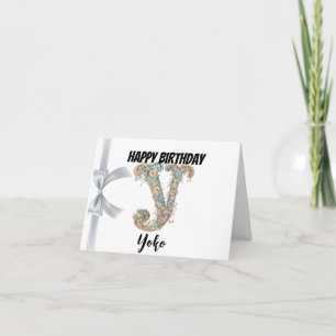 Tarjeta Letra monogramada "Y" Cumpleaños feliz