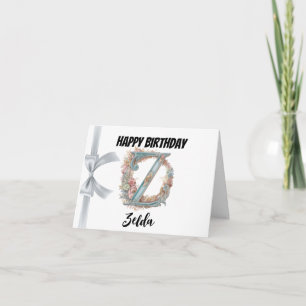 Tarjeta Letra monogramada "Z" Cumpleaños feliz
