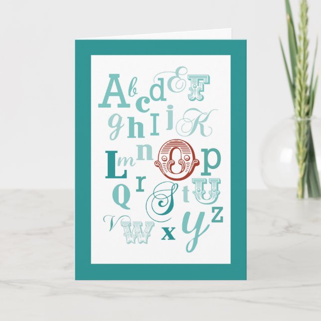 Tarjeta Letra O nombre inicial alfabeto cumpleaños Verde a (Anverso)