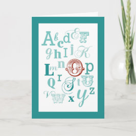 Tarjeta Letra O nombre inicial alfabeto cumpleaños Verde a