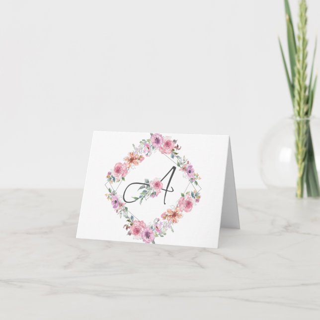 Tarjeta Letra rosa floral wreath a notecard (Anverso)