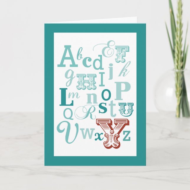 Tarjeta Letra Y nombre inicial alfabeto cumpleaños Verde a (Anverso)