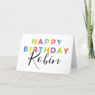 Tarjeta Letras arcoiris estilo simple Cumpleaños personali