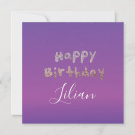 Tarjeta Letras Burbuja Brillantes Ombré Feliz Cumpleaños P
