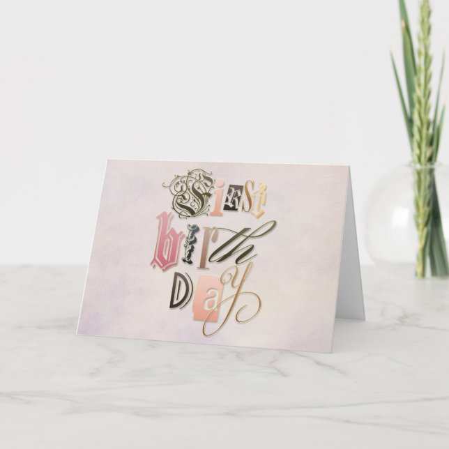Tarjeta Letras caprichosas del "primer cumpleaños" (Anverso)