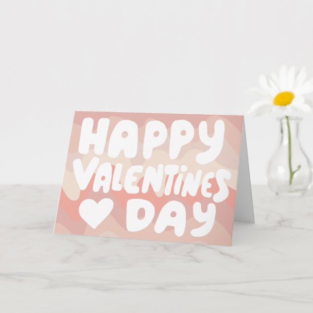 Tarjeta Letras de burbuja de San Valentín con bandas retro (Planta pequeña)