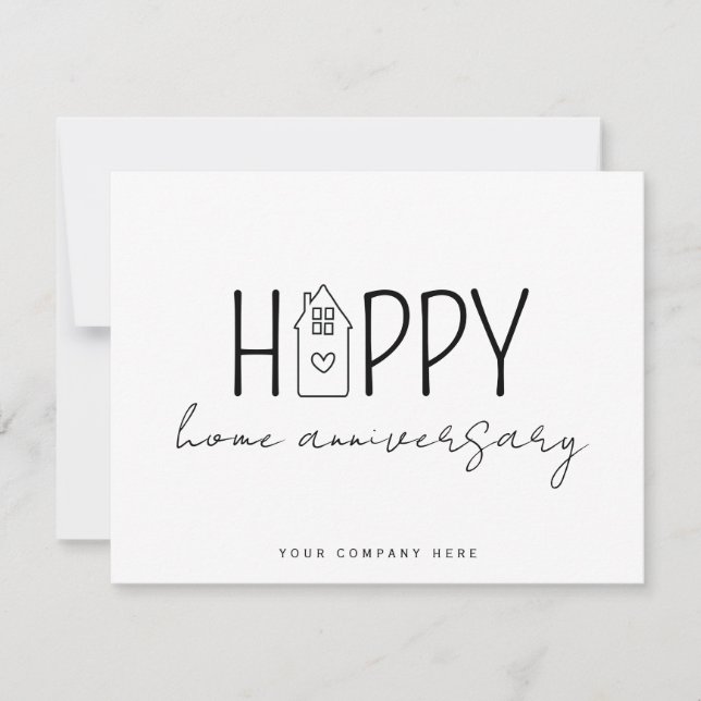 Tarjeta Letras de Casa Moderna Aniversario de Hogar (Anverso)