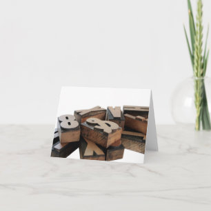 Tarjeta letras de madera notecard