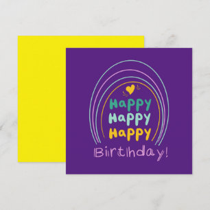 Tarjeta Letras Feliz Cumpleaños Arcoíris Brillante