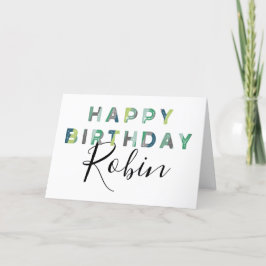 Tarjeta Letras verdes estilo simple Cumpleaños personaliza