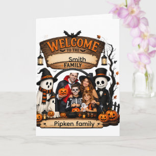 Tarjeta Letrero de Halloween personalizado para familia co