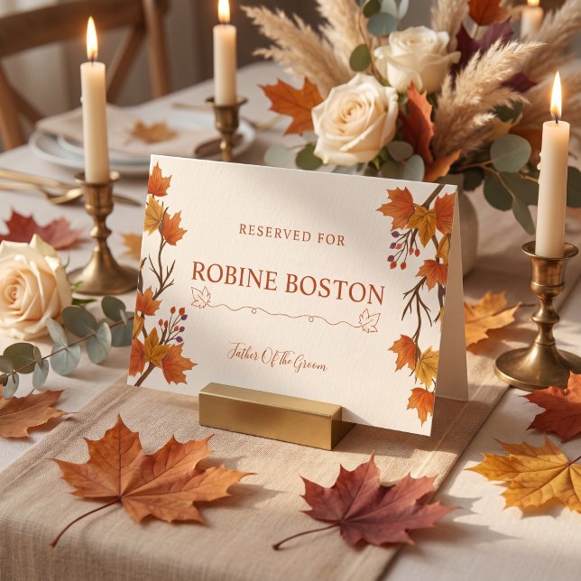 Tarjeta Letrero de Mesa de Boda de Hojas de Arce de Otoño  (Subido por el creador)