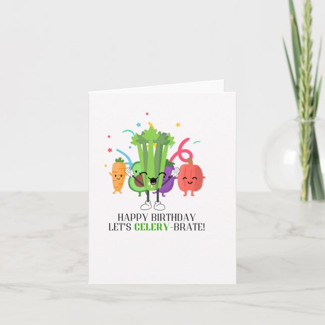 Tarjeta Let's Celery-Brate Puns Birthday Card (Anverso)