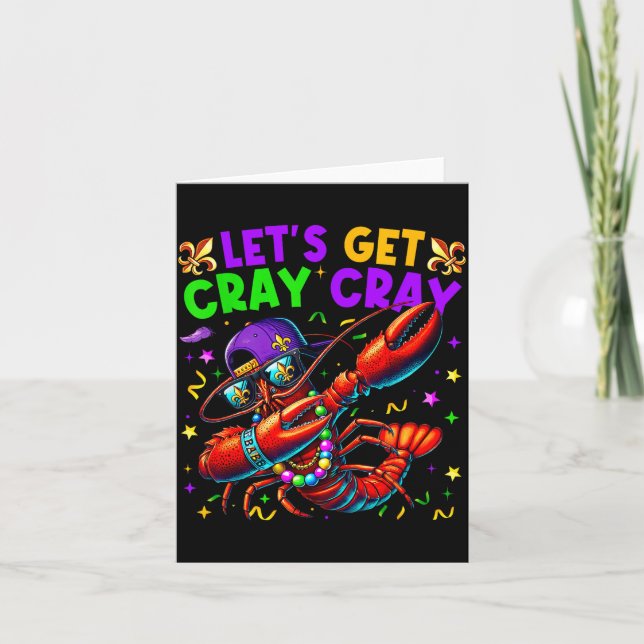 Tarjeta Let's Get Cray Cray Mardi Gras Dabbing Crawfish Bo (Anverso)