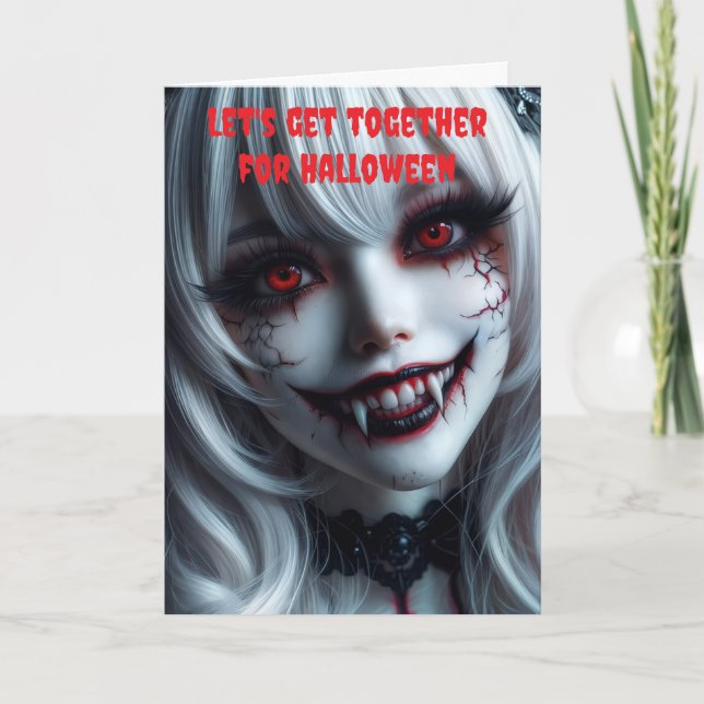 Tarjeta Let's get together for Halloween. (Anverso)