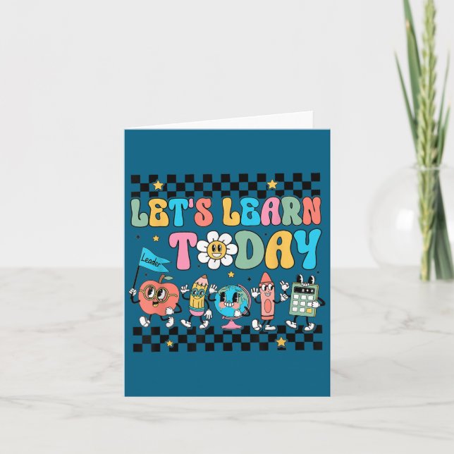 Tarjeta Let's Learn Today Retro Back To School Teacher Mot (Anverso)