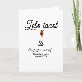 Tarjeta Let's toast to engagement party name date glass