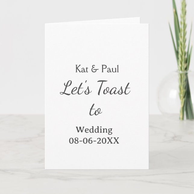 Tarjeta Let's toast to wedding add name date simple couple (Anverso)