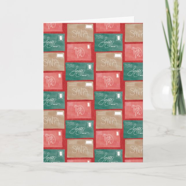 Tarjeta Letters to Santa Watercolor Holiday Card  (Anverso)