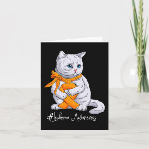 Tarjeta Leucemia Mes de Conciencia Naranja Ribbon Cat