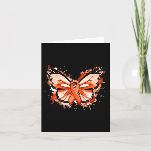 Tarjeta Leukemia Awareness Gits Naranja Ribbon Butterfly (Anverso)