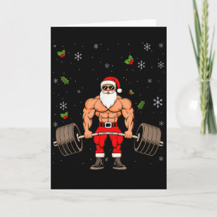 Tarjeta Levantamiento de pesas de Santa Navidad Fitness Gi