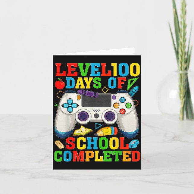 Tarjeta Level 100 Days Of School Unlocked Boys 100th Day O (Anverso)