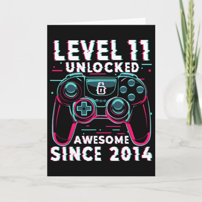 Tarjeta Level 11 Unlocked Video Game 11th Birthday Gamer B (Anverso)
