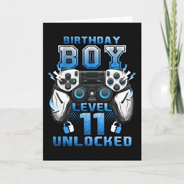Tarjeta Level 11 Unlocked Video Gamer 11th Birthday Boys  (Anverso)