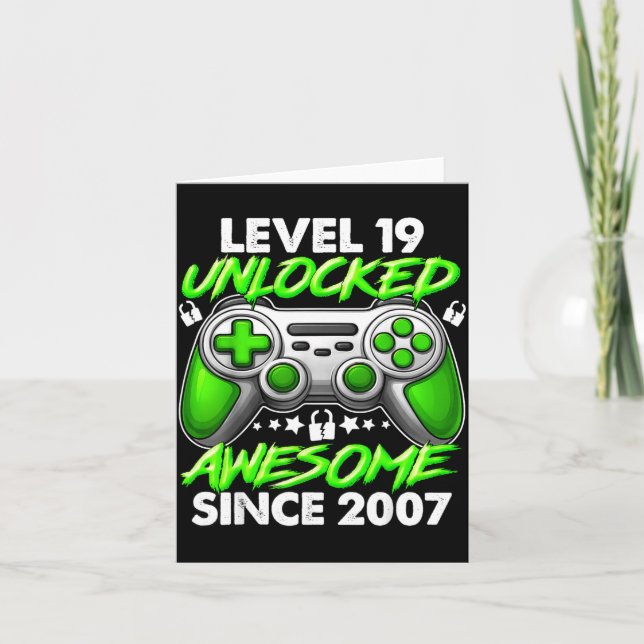 Tarjeta Level 19 Unlocked 19 Year Old Boys 19th Birthday B (Anverso)