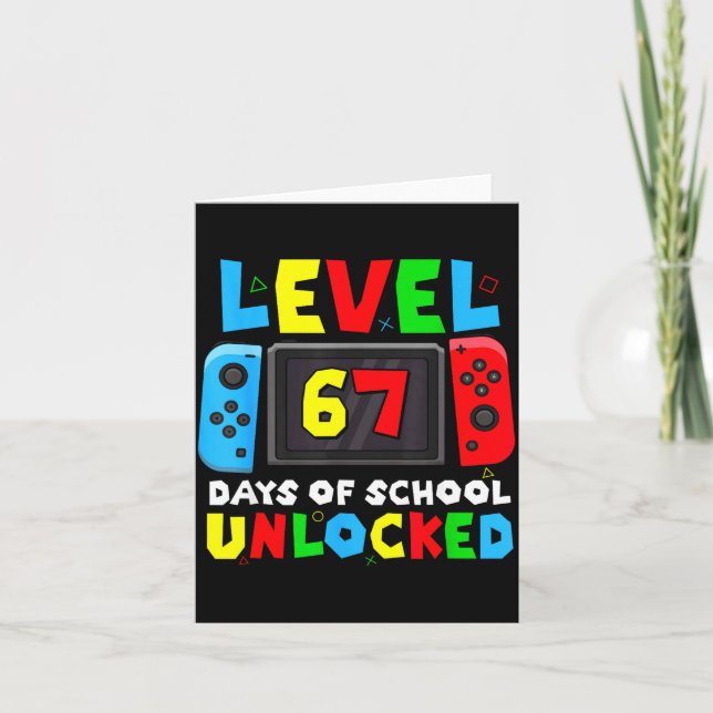 Tarjeta Level 67 Days Of School Unlocked Gamer Video Funny (Anverso)