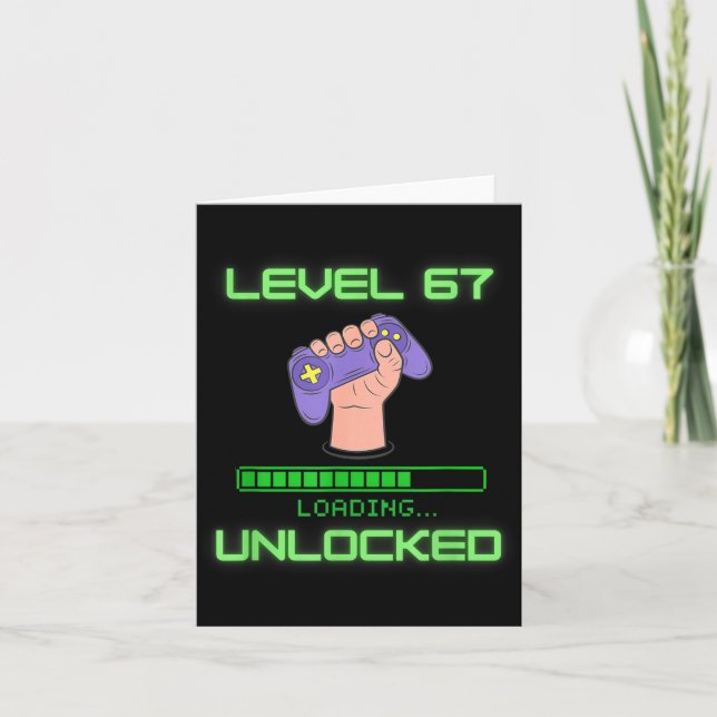 Tarjeta Level 67 Unlocked Gaming 6-7 School Meme Six Seven (Anverso)