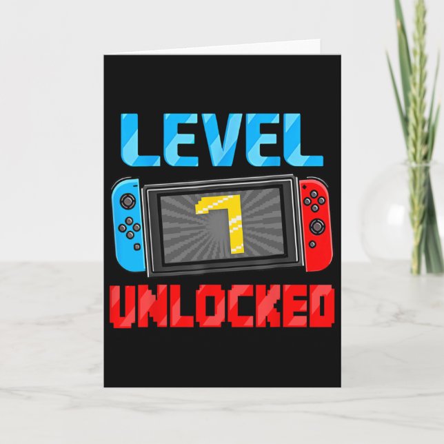Tarjeta Level 7 Unlocked Gamer 7th Birthday Gift Video Gam (Anverso)