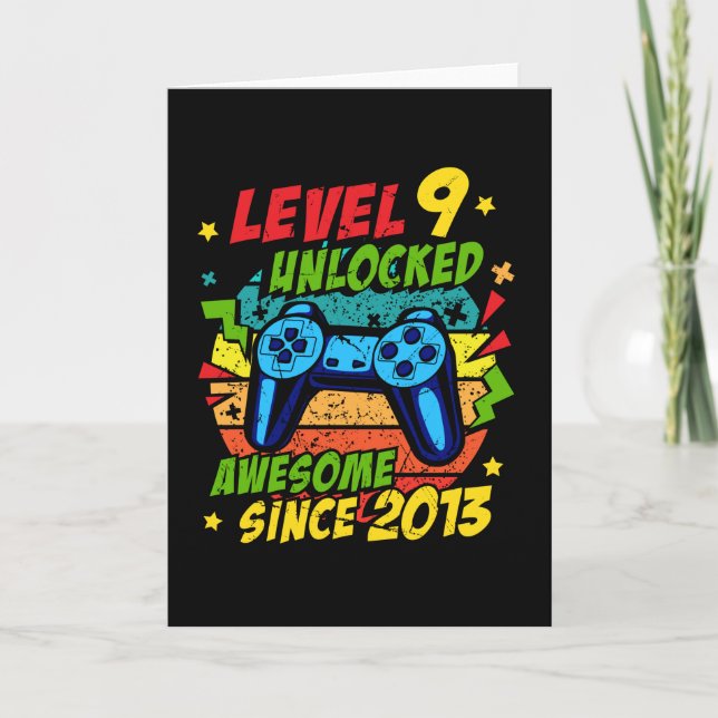 Tarjeta Level 9 Unlocked Awesome 2013 Game 9th Birthday (Anverso)