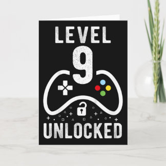 Tarjeta Level 9 Unlocked Video Game 9th Birthday Gift