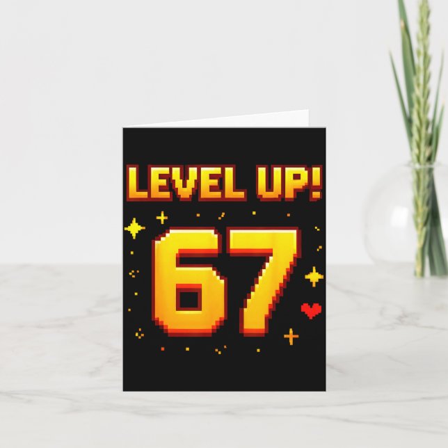 Tarjeta Level Up 67 Funny Gaming 6 7 Meme Gen Alpha Slang  (Anverso)