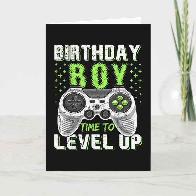 Tarjeta Level Up Birthday Boy Video Game - Clic Fit  (Anverso)