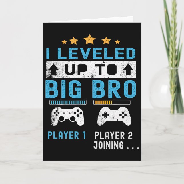 Tarjeta Leveled Up To Big Bro - Gamer New Player Joining S (Anverso)