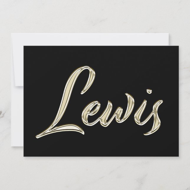 Tarjeta Lewis Name white gold Handwriting Karte (Anverso)