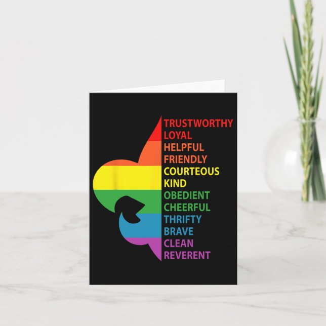 Tarjeta Ley de scouts estilo arcoiris (Anverso)