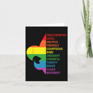 Tarjeta Ley de scouts estilo arcoiris