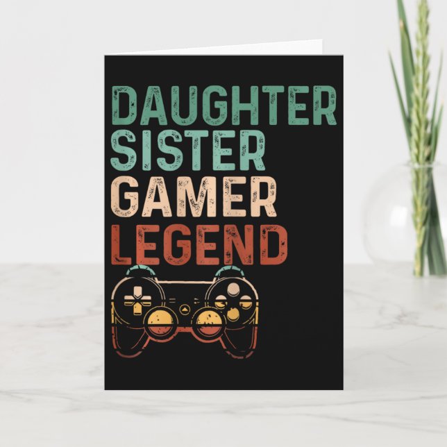 Tarjeta Leyenda Gamer Hermana Hija Amante de Videojuegos L (Anverso)