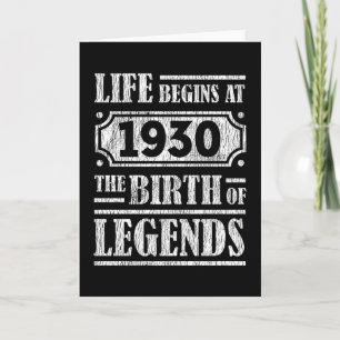 Tarjeta Leyenda Nacida en 1930 Regalo de Cumpleaños Retro