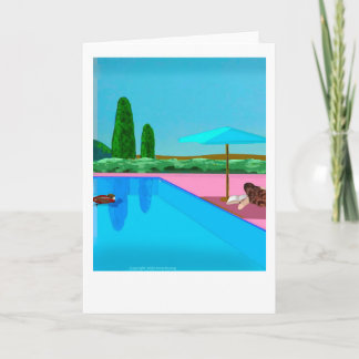 Tarjeta Leyendo por el pool