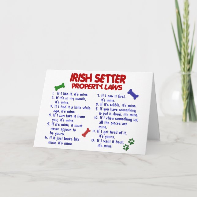 Tarjeta Leyes de propiedad de IRISH SETTER 2 (Anverso)