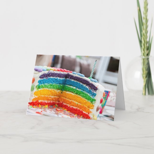 Tarjeta LGBT Happy Birday Rainbow Cake (Anverso)
