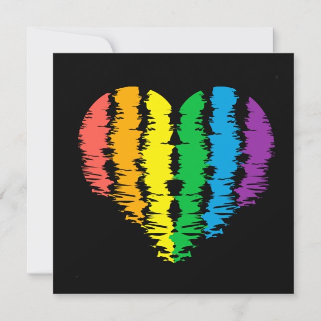 Tarjeta LGBT+orgullo. Arcoiris cardíaco. (Anverso)