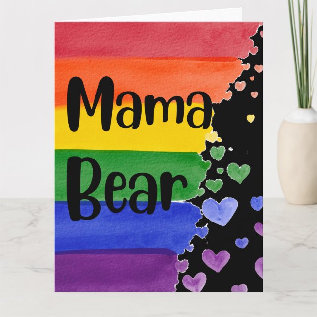 Tarjeta LGBT+orgullo. Mi oso. Amor arcoiris. (Anverso)