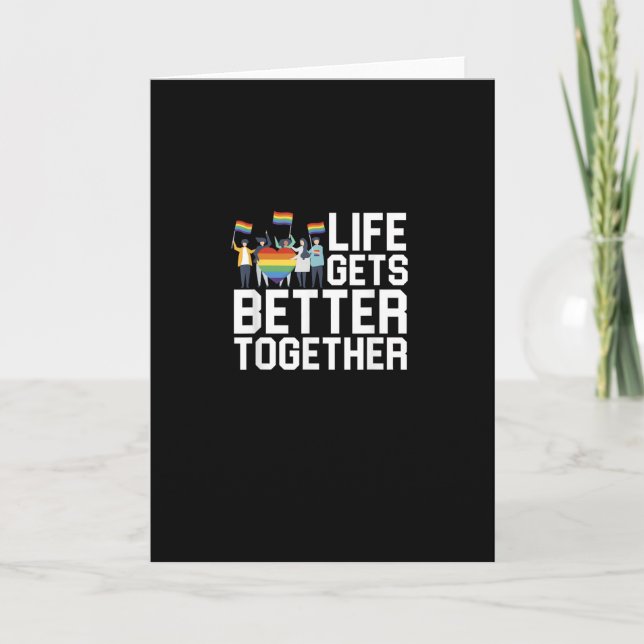 Tarjeta LGBT Pride Support Life Gets Better Together Inclu (Anverso)