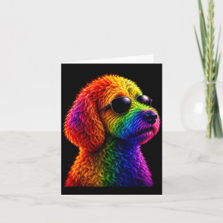 Tarjeta Lgbt rainbow goldendoodle with sunglasses gay